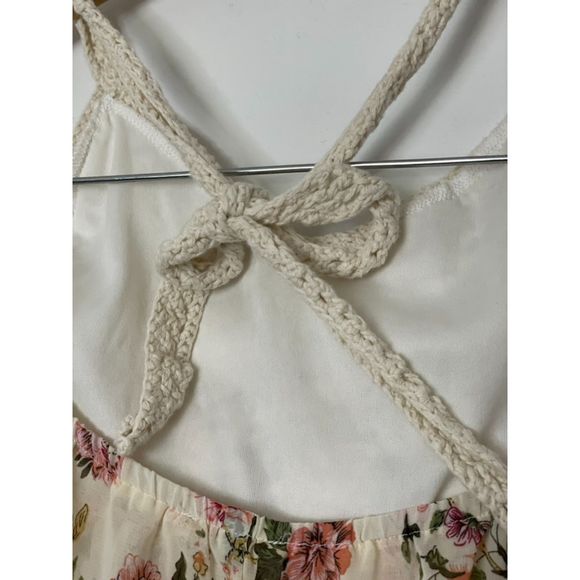 LA Hearts Crochet Floral boho neutral beachy Halter Top Size Small a56 - Picture 4 of 11